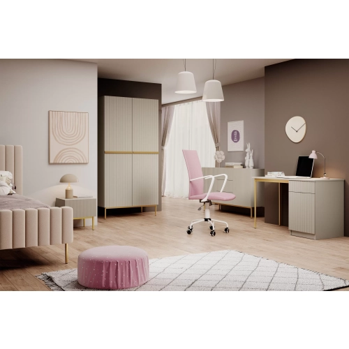 Komoda z szufladami Nicole 150 cm - biały mat / złote nóżki
